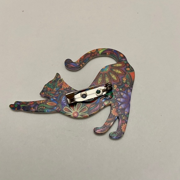 Cat Stretching Multi-color Brooch - Picture 2 of 6